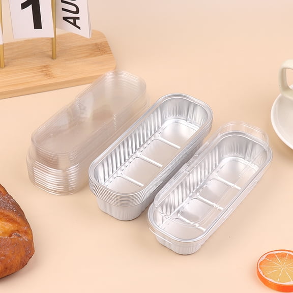20Pcs Mini Baking Mold Rectangle Shape with Lid Aluminum Foil Cake Pan with Muffin Cup Pads