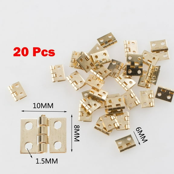 20Pcs Mini Brass Hinges For Dollhouse Furniture 1/12 Scale With Screws For Jewelry Box Repair And Model Making