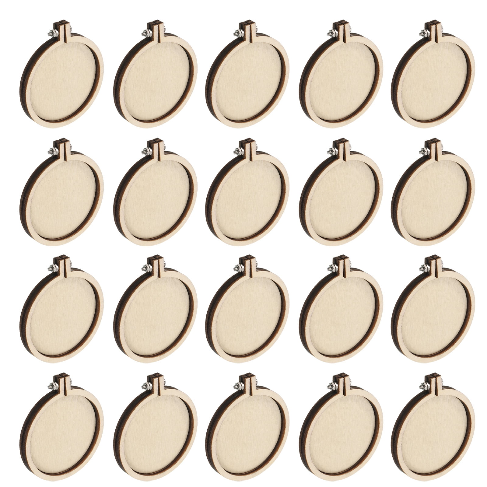 20Pcs Mini Embroidery Hoop 2.2" x 2" Tiny Round Cross Stitch Hoops Small Wood Ring Circle