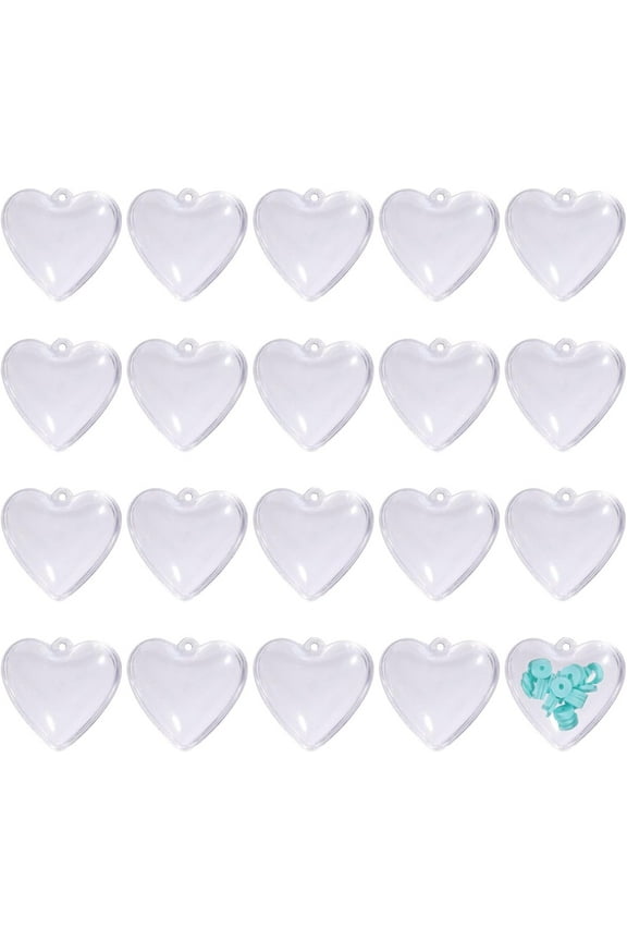 20Pcs Mini Fillable Shaker Heart Charm Plastic Heart Ornaments