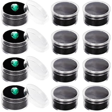12-Pack Small Round Diamond & Gemstone Display Boxes - Jewelry Show Case Holder
