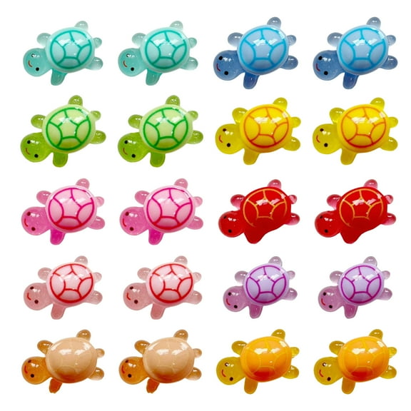 20Pcs Mini Luminous Turtle Figurine Glow-in-the-dark Tiny Colorful Tortoise Model Miniature Resin Animal Statue Decoration Ornament Party Favors