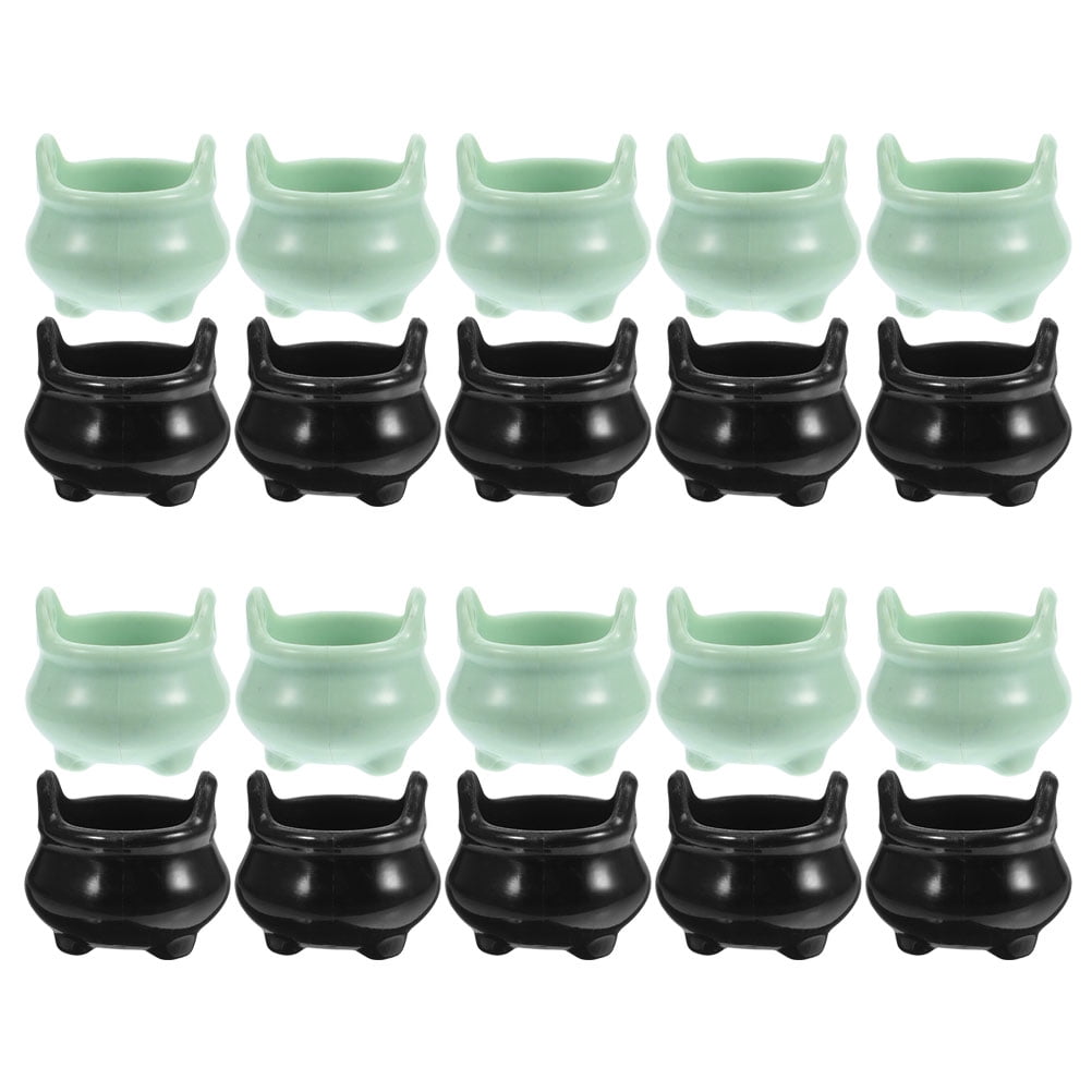 20Pcs Mini Plastic Cauldron Halloween Witch Cauldron Pot Prop Dolls House Mini Cauldron