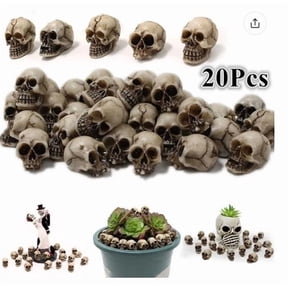 20Pcs Mini Skull Head Ornaments Cute Skeleton Figurines Halloween Skull Model Desktop Accessories Halloween Decor