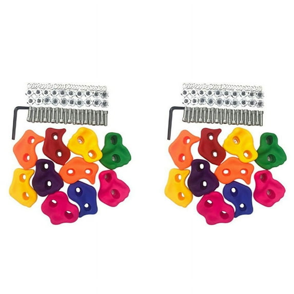 20Pcs Mixed Color Plastic Children Kids Rock Climbing Wood Wall Stones Hand Feet Holds Grip Kits with Screws