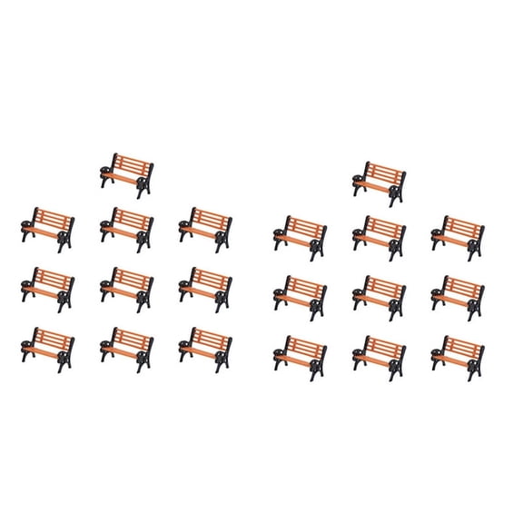 20Pcs Model Train HO N O Scale 1:100 Bench Chair Model Settee Street Park Layout Plastic Crafts,Garden/Railway Layout