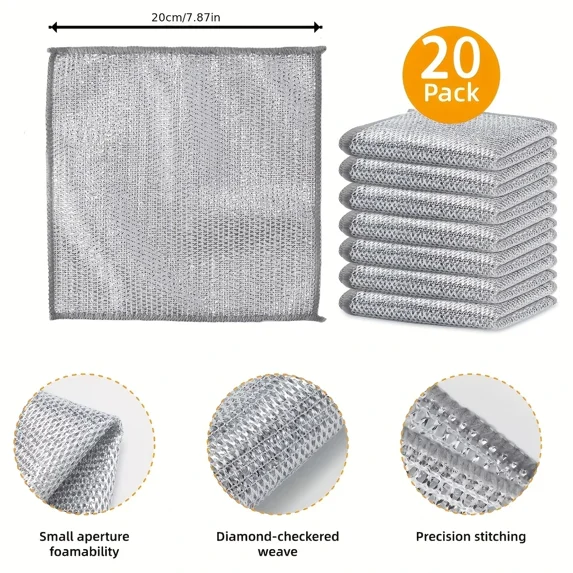 20Pcs Modern Nylon Dishcloth- Multi-Functional Kitchen Cleaning Cloth, Durable