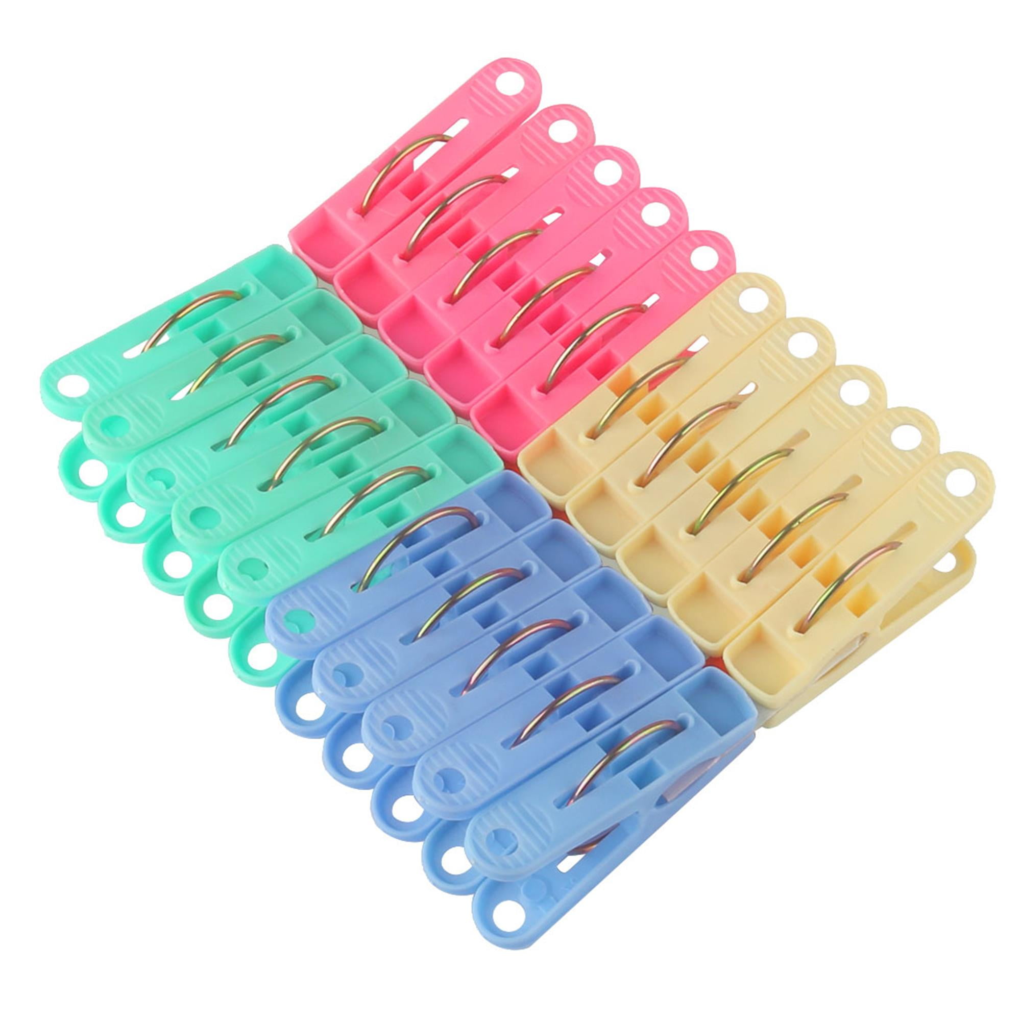 Topekada 16 Pack Heavy Duty Clothes Pins for Laundry, 2 in Plastic Clothespins Hang on The Line, Metal Spring and Pet Soft Rubber Touch and Stains