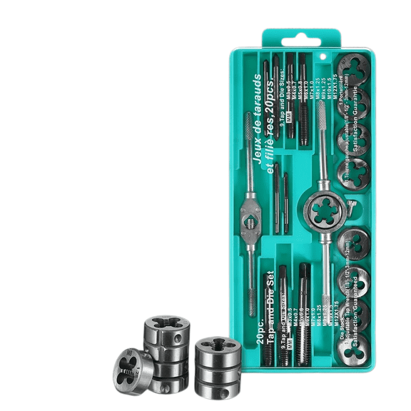20Pcs Multi-Functional Tap & Die Set M3-M12 Metric Thread Cutting Repair Kit