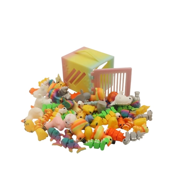 20Pcs Mystery Mini Animals Figures Set, 3D Printed Small Animal Flexible Fidget , 3D Printed Cute Animal Home, Executive Desk for Christmas Decoration, Tiny Animals Figurines Exquisite Cute Pet