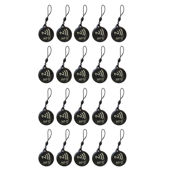 20Pcs NFC Tags Lable Ntag213 13.56mhz Smart Card for All NFC Enabled Phone Smart Business Card NFC 31.5x28mm Black
