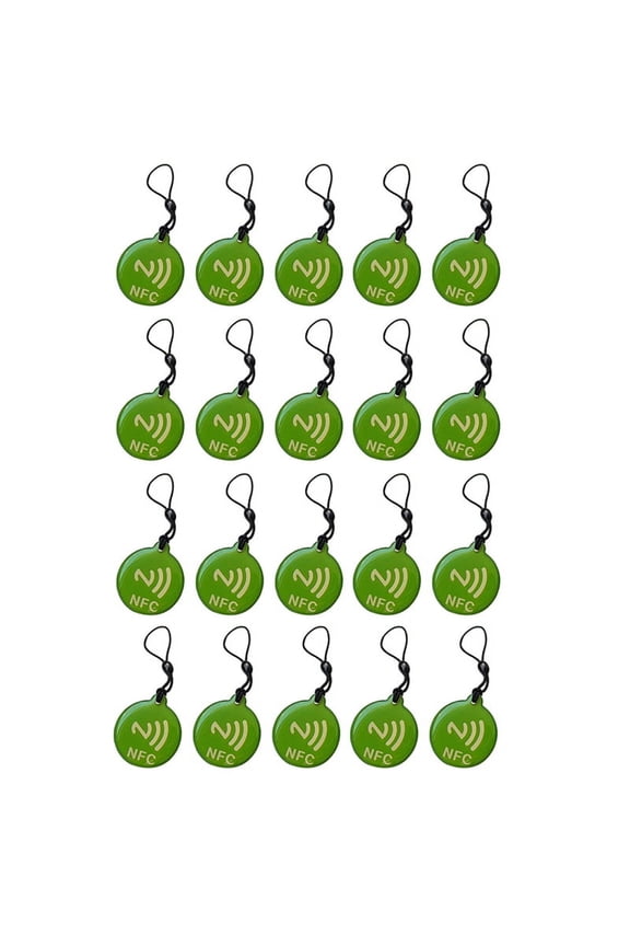 20Pcs NFC Tags Lable Ntag213 13.56mhz Smart Card for All NFC Enabled Phone Smart Business Card NFC 31.5x28mm Green,20 * NFC Smart Card,Green