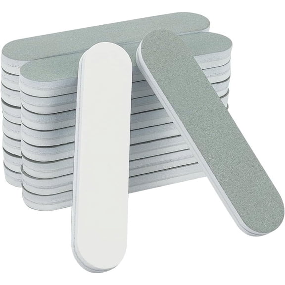 20Pcs Nail File Buffer Shine Nail Polish Buffer Block Oval Plastic Silver Manicure Sanding Sticks Nail File Polishing Tool