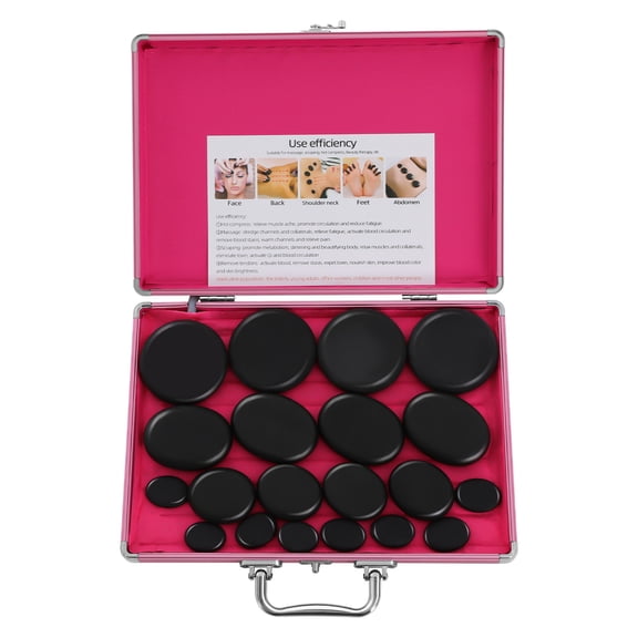 20Pcs Natural Basalt Hot Stone Massage Set, Portable Smooth Heating Massage Stones with Heating Box, Professional Spa Hot Rock Therapy Kit for Body Muscle Relaxation Relief