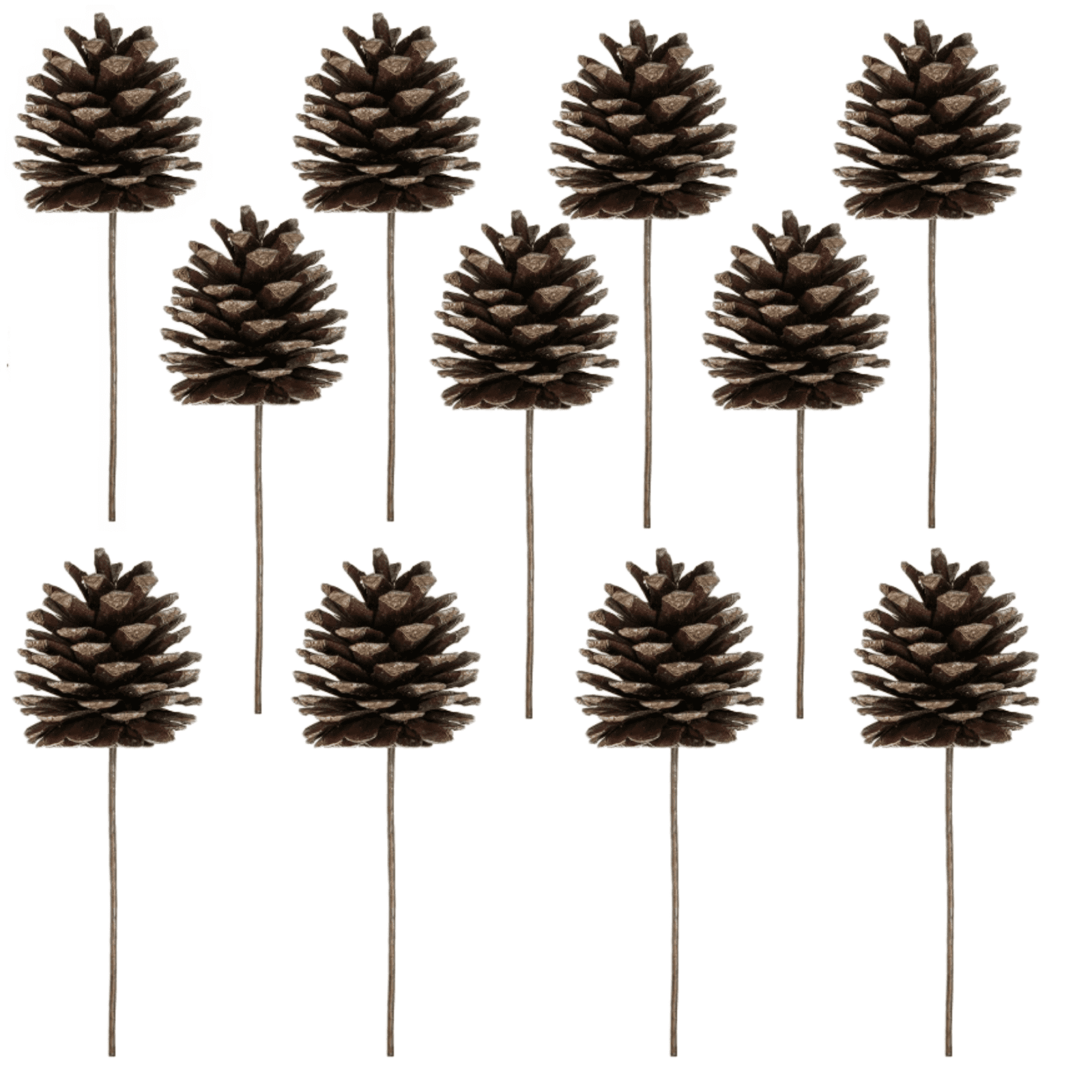 20Pcs Natural Pinecone Picks, Christmas Pine Cones Ornaments with Wired Stems 6.9" Tall for Xmas Tree Garland Wreath Ornaments Pinecones Decorating