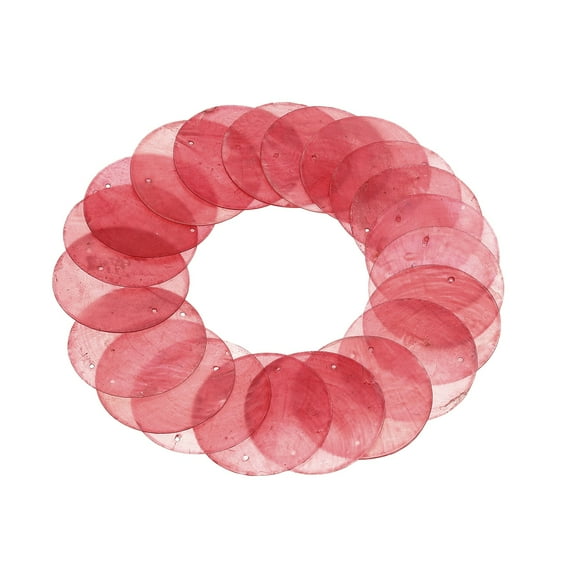 20Pcs Natural Round Capiz Shell Beads with 2 Holes - 5cm Diameter Shells for DIY Crafts, Home Decor(Claret)