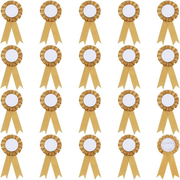 20Pcs Olive Blank Award Ribbon Rosette Ribbon Grand Prize Button Pin Brooch Winner Victory Ribbons