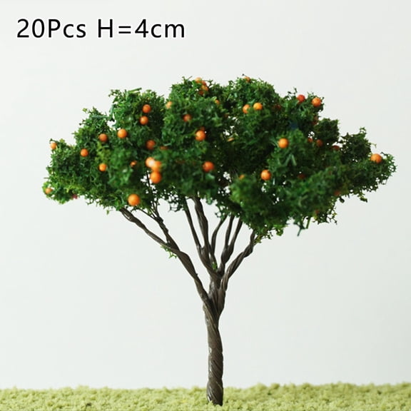 20Pcs Orange Fruit Model Trees 4cm Model Train Diorama Garden Orchard Scenery Scale Tree Building Model Roadway Decorate