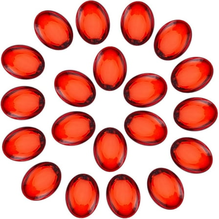 20Pcs Oval Acrylic Rhinestones Cabochons Flat Back Gem Stones Red Gems Plastic Jewels Embellishments for Dress Accessories Jewelry Making Costume Decoration Cosplay Arts DIY Crafts 40x30mm