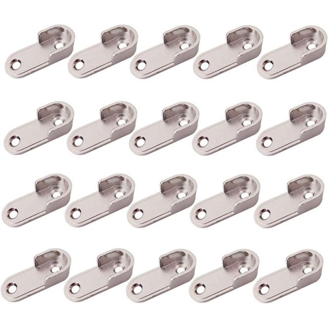 20Pcs Oval Closet Rod End Supports Flanges Socket Wardrobe Hanging Rail