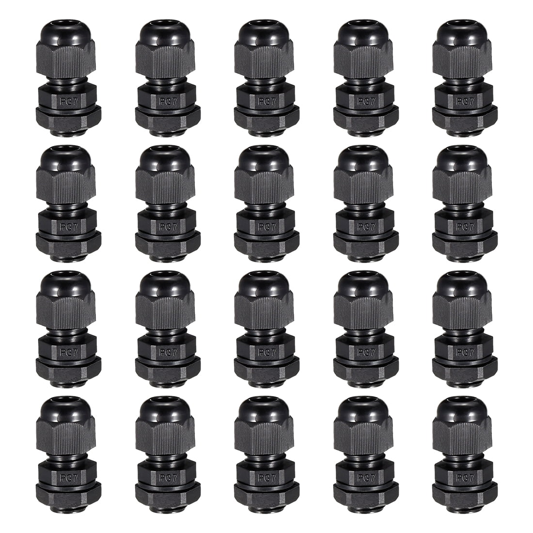 10x IP68 PG7 Black Plastic Cable Glands – Waterproof, 3mm-6mm Cable Diameter