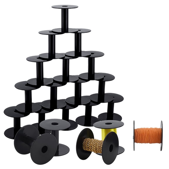 20Pcs PP Thread Bobbins for Embroidery and Sewing Machines Black 66.5x62.5mm