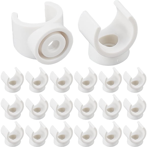20Pcs PVC Plastic U-Hook Holder Talon Clamps Pipe Support White 22.5x22.5x19mm Hole: 5.8mm Fit for 17mm Diameter Pipe for DIY cratf