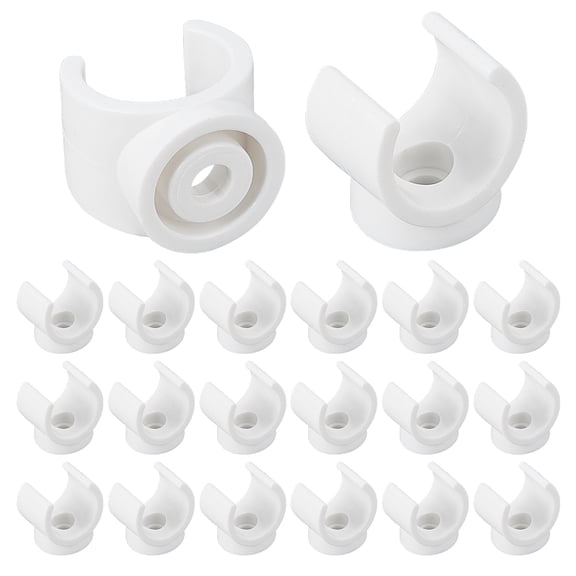 20Pcs PVC Plastic U-Hook Holder Talon Clamps Pipe Support White 24.5x25x21mm Hole: 6mm Fit for 19mm Diameter Pipe
