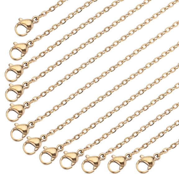 20Pcs PVD Vacuum Plating 304 Stainless Steel Cable Chain Necklaces Set Long-Lasting Plated Golden 19.7 inch(50cm) for DIY