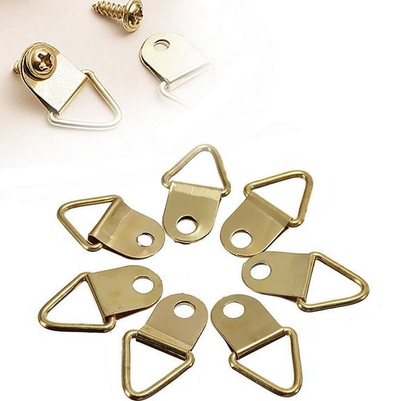 Golden Brass Triangle Photo Picture Frame Wall Mount Hook Hanger Ring Popular WA