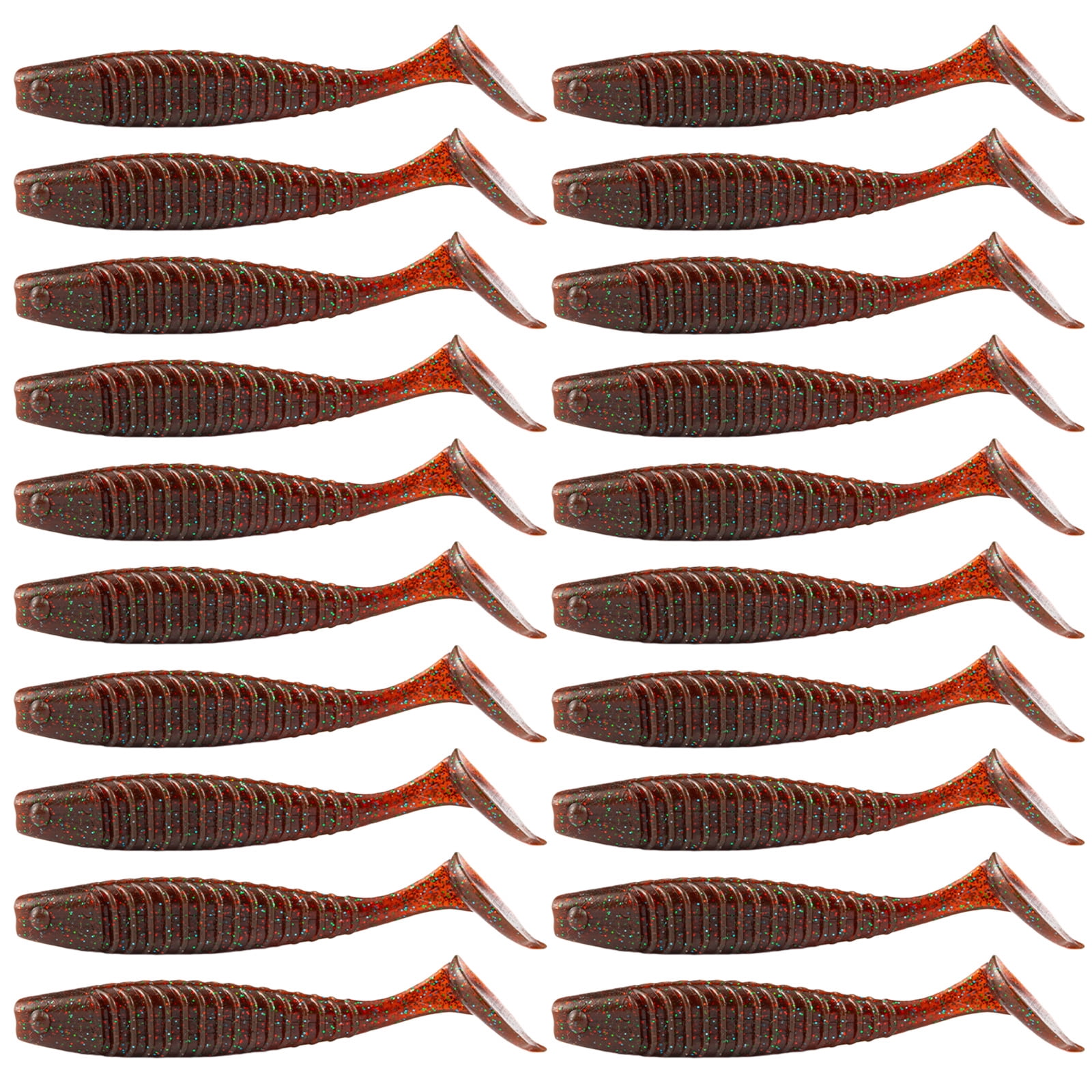 20Pcs Paddle Tail Swimbaits Crankbaits T Tail Soft Baits Soft Fishing ...