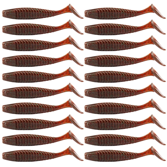 20Pcs Paddle Tail Swimbaits Lures Crankbaits T Tail Soft Baits Sinking Fishing Lure Artificial Wobbles for Saltwater