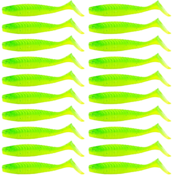 20Pcs Paddle Tail Swimbaits Lures Crankbaits T Tail Soft Baits Sinking Fishing Lure Artificial Wobbles for Saltwater