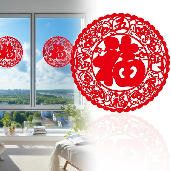 20Pcs Paper Cut PVC Sticker Window Clings 2026 Year of Horse Chinese New Year Decoration for Glass Door Wall PVC Sticker, 28cm, C