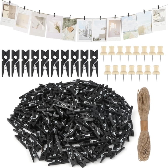 20Pcs Paper Photo Frames, 4x6 Inch Black Paper Picture Frames, Hanging Photo Display Banner, DIY Clip Photo Display Holders for Home, Office, Wedding, and Party Decor