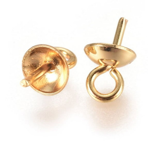 20Pcs Pearl Peg Bails Pin Pendants PVD Vacuum Plating 304 Stainless Steel Mini Screw Eye Pin Bail Pegs Charm Clasps Connector