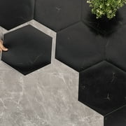 20Pcs Peel and Stick Floor Tile, Vinyl Flooring Waterproof Floor Tile DIY for Bathroom, Black Marble Look