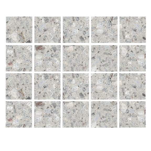 20Pcs Peel and Stick Vinyl Tiles Wall Stickers Decals 8x8in Gray Stone Marble Pattern Vinyl Self Adhesive Waterproof Kitchen Bathroom Decor Sticker