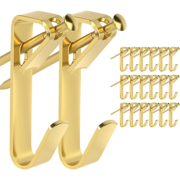 20Pcs Picture Hangers, Heavy Duty 100 lbs Picture Hanging Hooks with Nails, Plaster Painting Hangers Kit for Wooden Wall or Drywall,