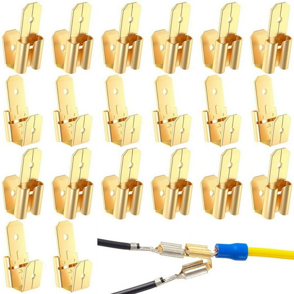 20Pcs Piggyback Spade Connectors, 3 Way Adapter Dual Male to Single Female Unisulated Br ywm58