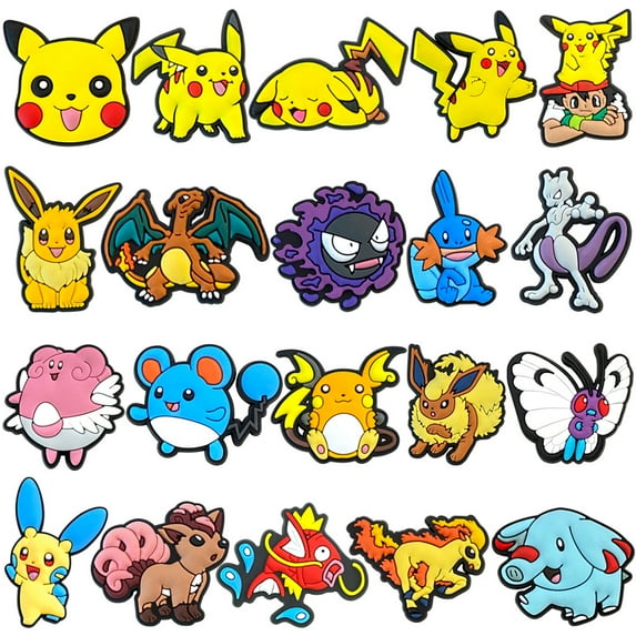 20Pcs Pikachu Shoe Charms for Croc Clog Sandals, Cute Cartoon Shoe Charms – Shoe Accessories Charms for Adults