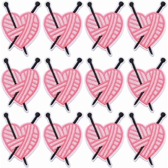 20Pcs Pink Embroidered Heart Shape Patch Valentines Iron on Patches Cute Striped Sew on Repair Badge Appliques Bulk for Sewing Making Cloth Jackets Socks Valentines Christmas Backpack Supply