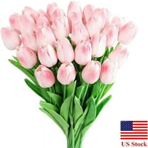 10Pcs Pink Tulips Real Touch Artificial Flowers Fake Flowers for Decoration Faux Flowers for Home Kitchen Office Wedding Spring Holidays Valentine's Day Decor