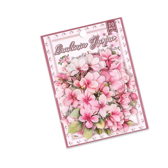20Pcs Plant Flower Sticker Water Resistant PET Decorative Sticker for Scrapbooking Journal Phone Case Laptop Guitar