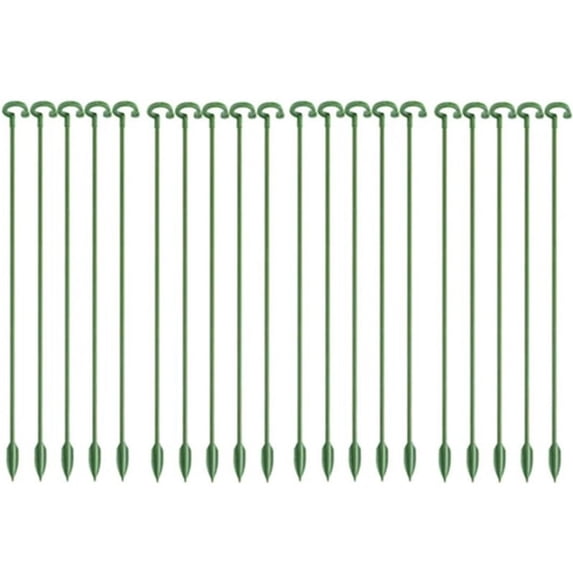 20Pcs Plant Support Stakes with Clips, 18.90 inch Green Plastic Plant Stem Supports for Indoor Plants, Single Plant Sticks for Flowers, Orchids, Pothos, Climbing Plants, Potted Plant Support Stakes