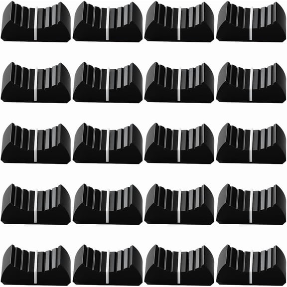 20Pcs Plastic Audio Console Slider Caps Console Mixer Slider Fader Knobs Rectangle Black 12x24x11mm for DIY