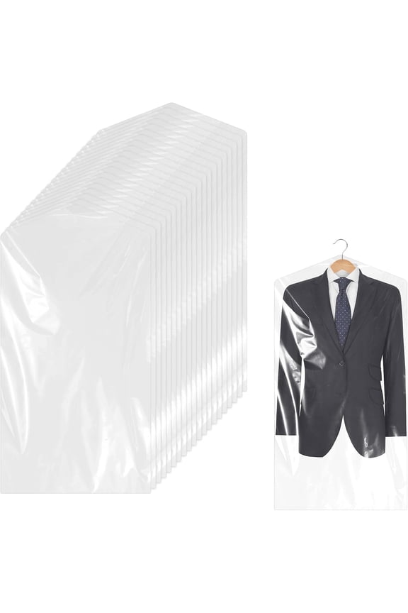 20Pcs Plastic Clothes Covers Garment Bags for Hanging Clothes,35.4x 23.6inch Suit Cover,Sheer Dry Cleaning Bags Dust-proof Clothes Covers for Skirt Coat Suit Jacket (20)