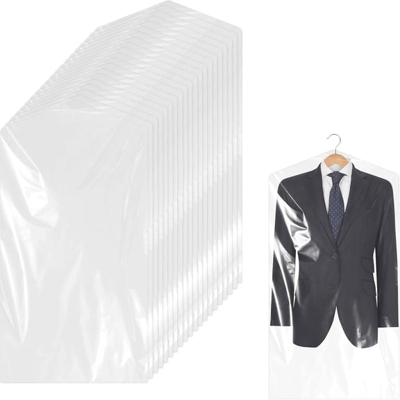 20Pcs Plastic Clothes Covers Garment Bags for Hanging Clothes,35.4x 23.6inch Suit Cover,Sheer Dry Cleaning Bags Dust-proof Clothes Covers for Skirt Coat Suit Jacket (20)