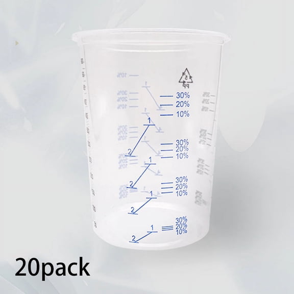 20Pcs Plastic Disposable Paint Mixing Cup Measurements Cups for Resin Epoxy Pour 600ML