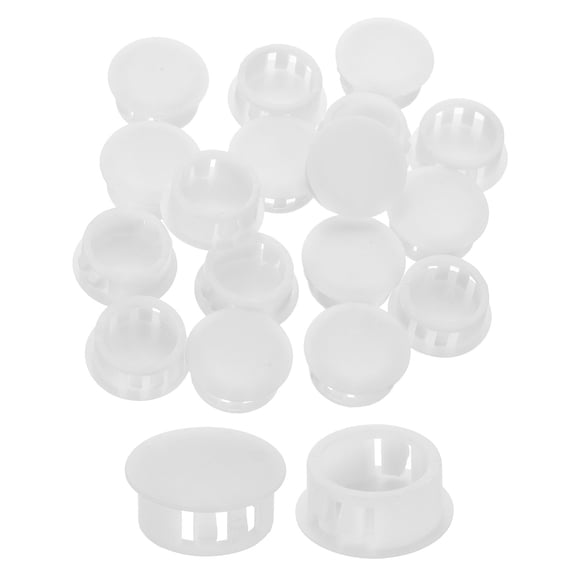 20Pcs Plastic Hole Plugs, 19mm(3/4") Flush Type Panel Plugs, Round Snap Knockout Locking Plugs for Furniture Insert End Caps Panels, White